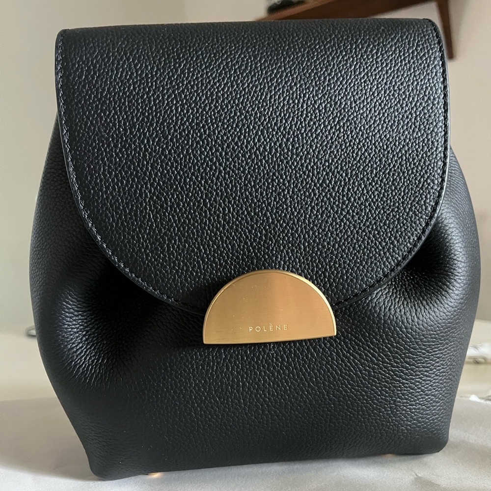 Polene Numero Un Mini in black textured leather